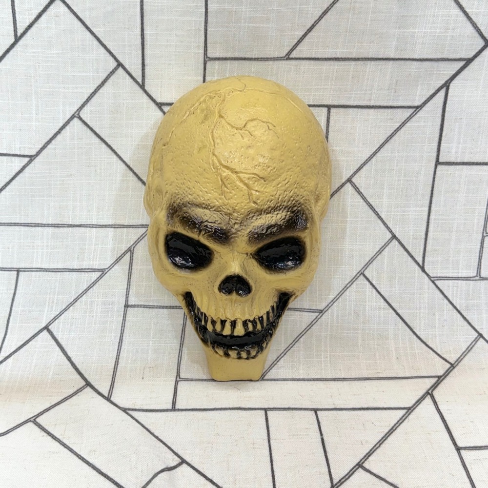 E.U. Plastic Skull Wall Decor 10.5" Tan Halloween Spooky Prop Light Cover